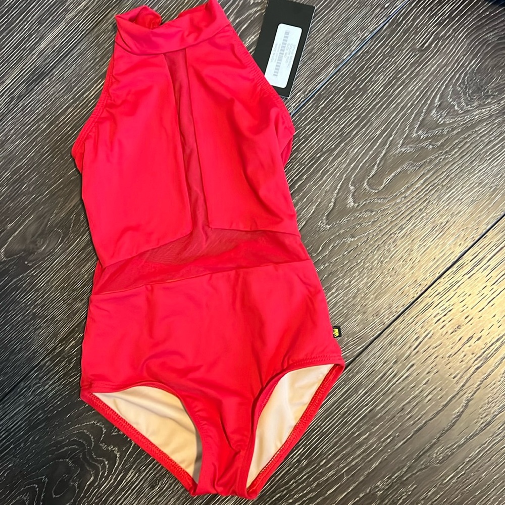 Maria dancewear mesh insert mock neck leotard new with tags size child medium
